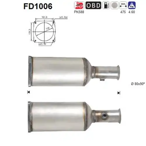 филтър за сажди/твърди частици, изпускателна система AS FD1006