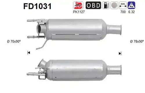 филтър за сажди/твърди частици, изпускателна система AS FD1031