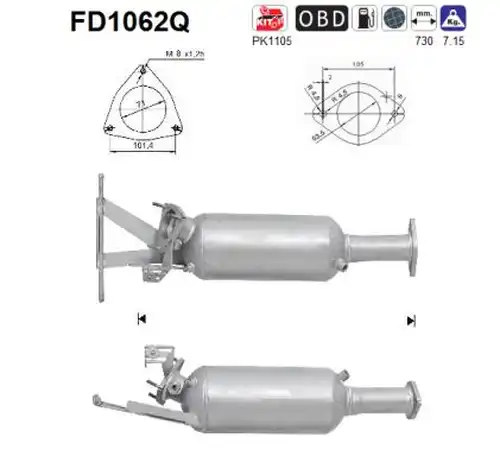 филтър за сажди/твърди частици, изпускателна система AS FD1062Q