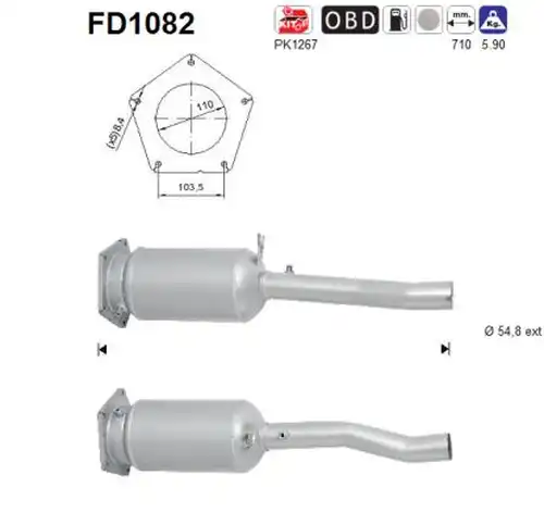 филтър за сажди/твърди частици, изпускателна система AS FD1082