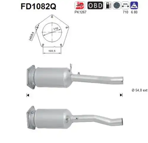 филтър за сажди/твърди частици, изпускателна система AS FD1082Q