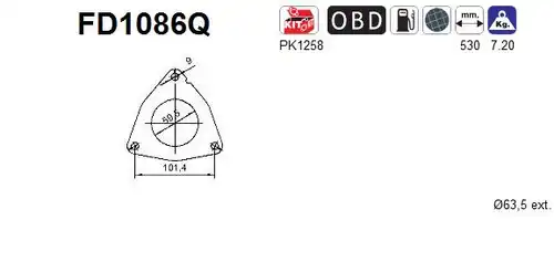 филтър за сажди/твърди частици, изпускателна система AS FD1086Q