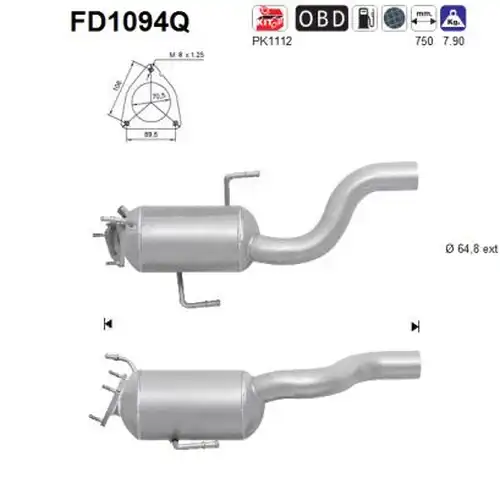 филтър за сажди/твърди частици, изпускателна система AS FD1094Q