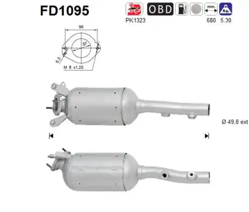 филтър за сажди/твърди частици, изпускателна система AS FD1095