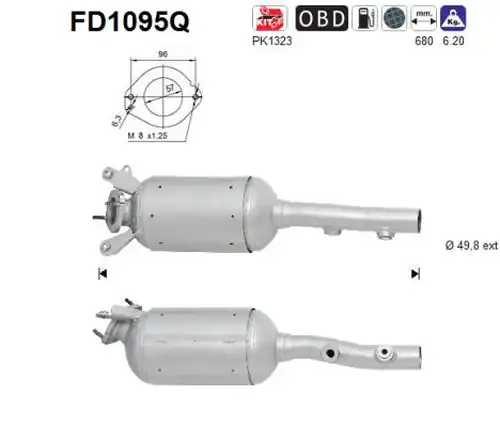 филтър за сажди/твърди частици, изпускателна система AS FD1095Q