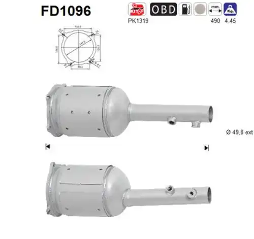 филтър за сажди/твърди частици, изпускателна система AS FD1096