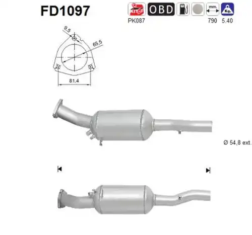 филтър за сажди/твърди частици, изпускателна система AS FD1097