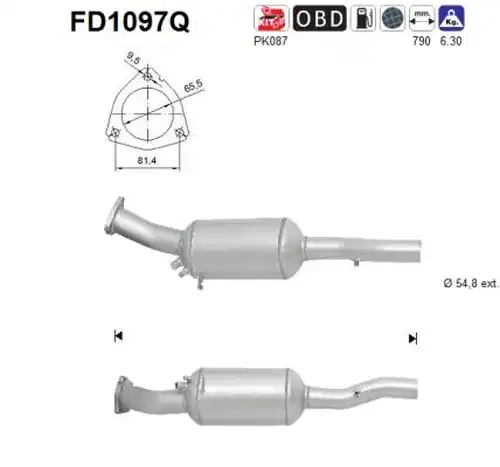 филтър за сажди/твърди частици, изпускателна система AS FD1097Q