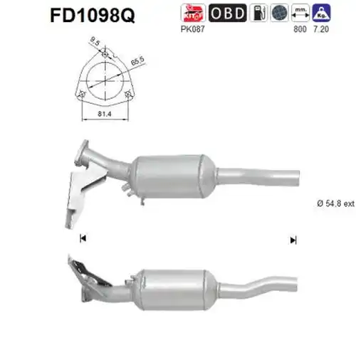 филтър за сажди/твърди частици, изпускателна система AS FD1098Q