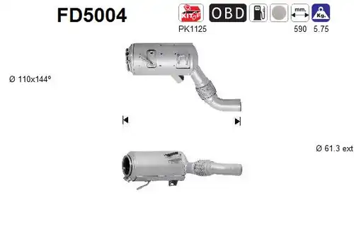 филтър за сажди/твърди частици, изпускателна система AS FD5004