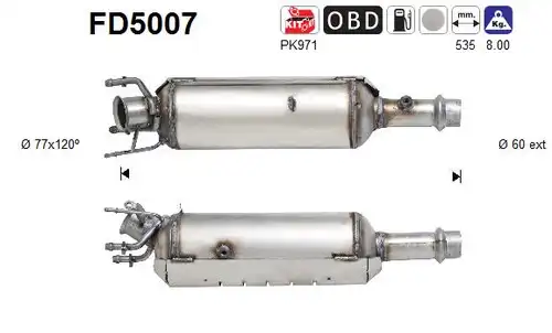 филтър за сажди/твърди частици, изпускателна система AS FD5007