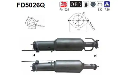 филтър за сажди/твърди частици, изпускателна система AS FD5026Q