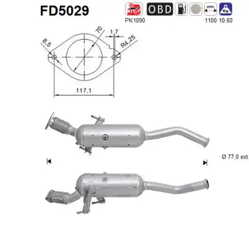 филтър за сажди/твърди частици, изпускателна система AS FD5029