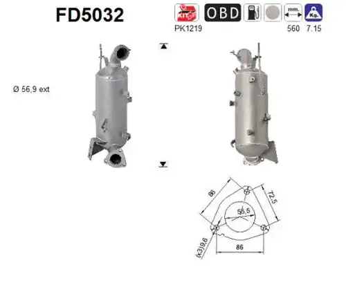 филтър за сажди/твърди частици, изпускателна система AS FD5032