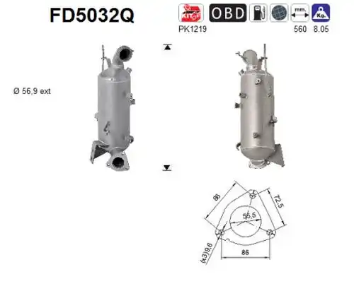 филтър за сажди/твърди частици, изпускателна система AS FD5032Q