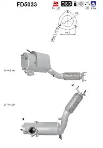 филтър за сажди/твърди частици, изпускателна система AS FD5033