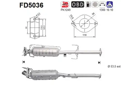 филтър за сажди/твърди частици, изпускателна система AS FD5036