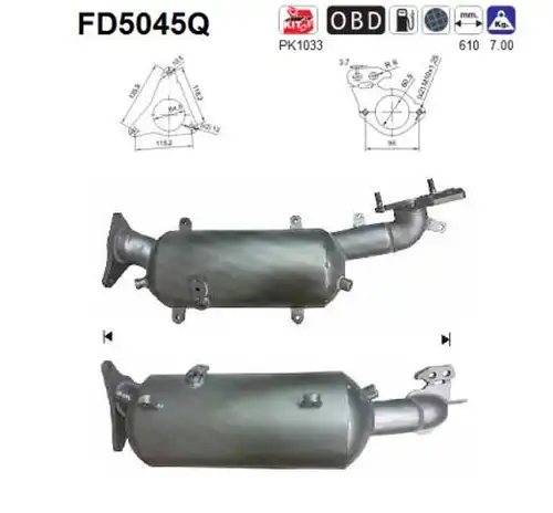 филтър за сажди/твърди частици, изпускателна система AS FD5045Q