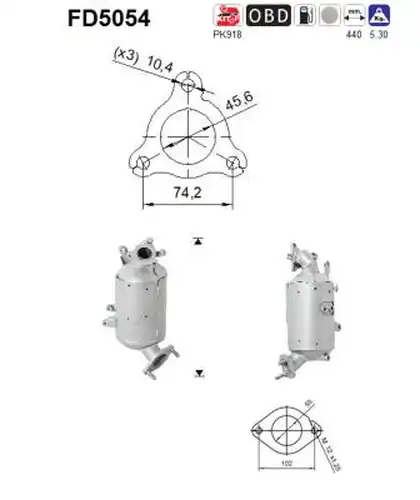 филтър за сажди/твърди частици, изпускателна система AS FD5054