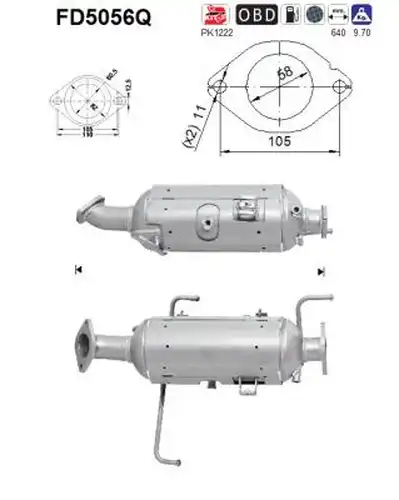 филтър за сажди/твърди частици, изпускателна система AS FD5056Q