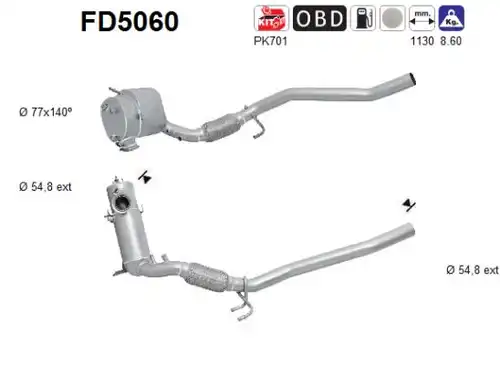 филтър за сажди/твърди частици, изпускателна система AS FD5060