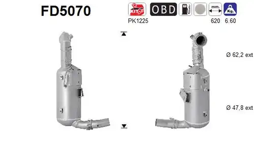 филтър за сажди/твърди частици, изпускателна система AS FD5070