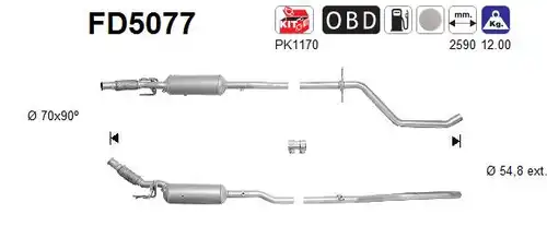 филтър за сажди/твърди частици, изпускателна система AS FD5077