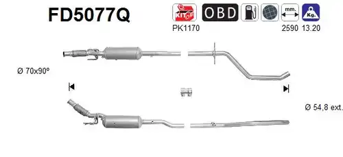 филтър за сажди/твърди частици, изпускателна система AS FD5077Q