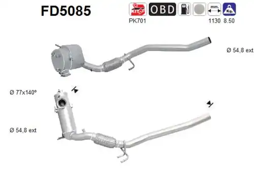 филтър за сажди/твърди частици, изпускателна система AS FD5085