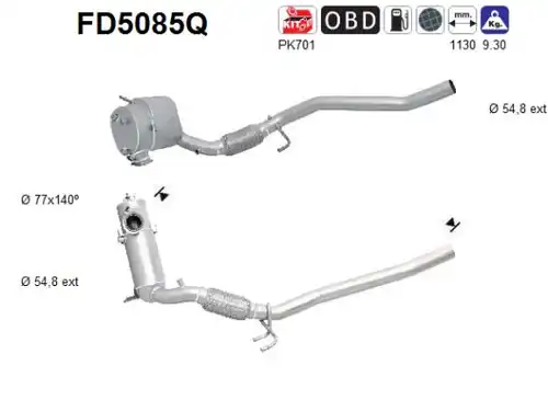 филтър за сажди/твърди частици, изпускателна система AS FD5085Q