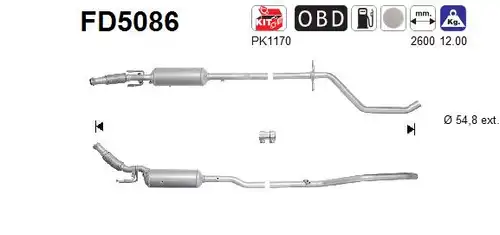 филтър за сажди/твърди частици, изпускателна система AS FD5086