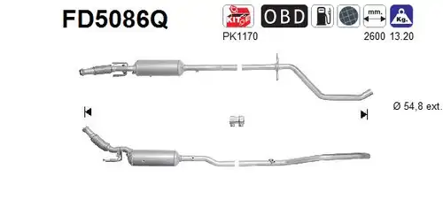 филтър за сажди/твърди частици, изпускателна система AS FD5086Q