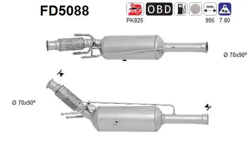 филтър за сажди/твърди частици, изпускателна система AS FD5088