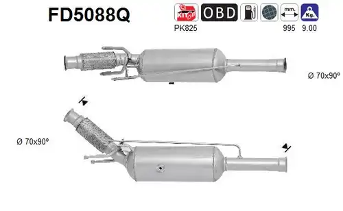 филтър за сажди/твърди частици, изпускателна система AS FD5088Q