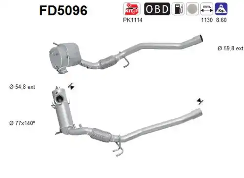 филтър за сажди/твърди частици, изпускателна система AS FD5096