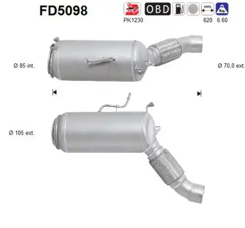 филтър за сажди/твърди частици, изпускателна система AS FD5098