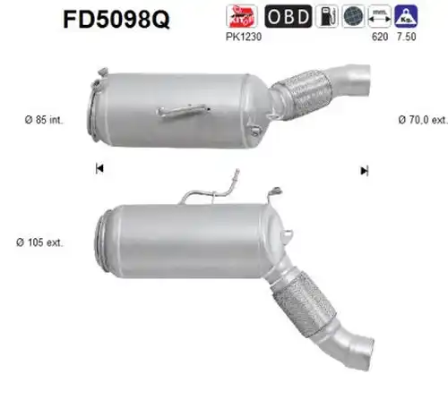 филтър за сажди/твърди частици, изпускателна система AS FD5098Q