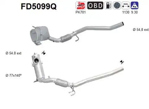 филтър за сажди/твърди частици, изпускателна система AS FD5099Q