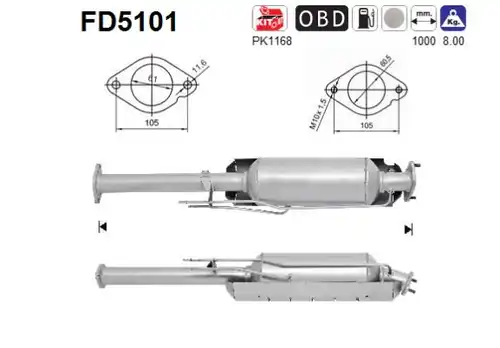 филтър за сажди/твърди частици, изпускателна система AS FD5101