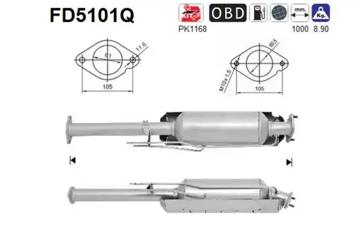 филтър за сажди/твърди частици, изпускателна система AS FD5101Q