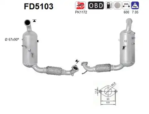 филтър за сажди/твърди частици, изпускателна система AS FD5103