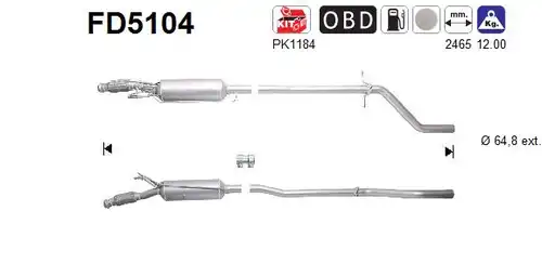 филтър за сажди/твърди частици, изпускателна система AS FD5104