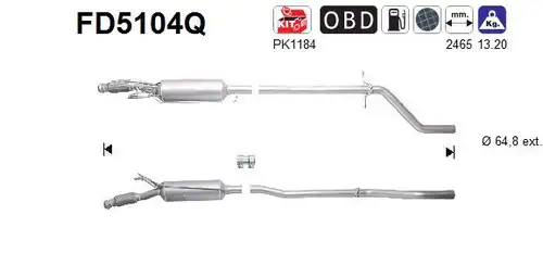 филтър за сажди/твърди частици, изпускателна система AS FD5104Q