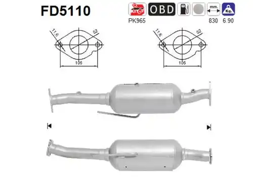 филтър за сажди/твърди частици, изпускателна система AS FD5110