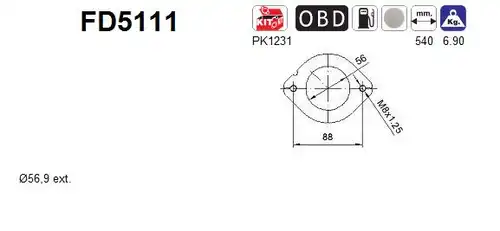 филтър за сажди/твърди частици, изпускателна система AS FD5111