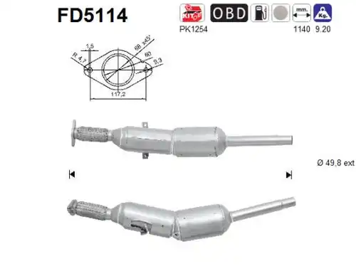 филтър за сажди/твърди частици, изпускателна система AS FD5114