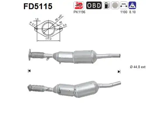 филтър за сажди/твърди частици, изпускателна система AS FD5115