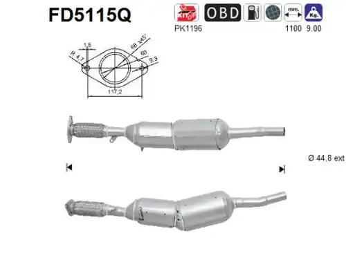 филтър за сажди/твърди частици, изпускателна система AS FD5115Q