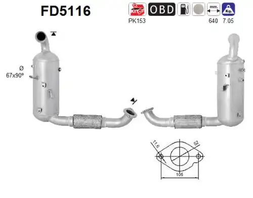 филтър за сажди/твърди частици, изпускателна система AS FD5116