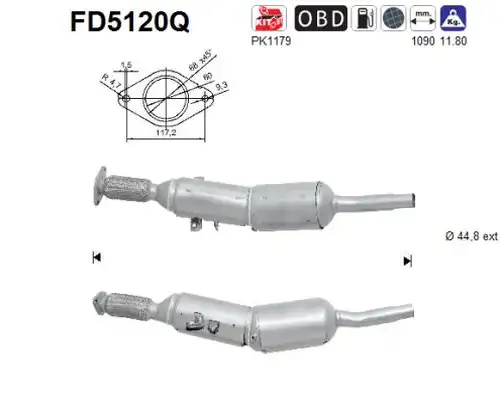 филтър за сажди/твърди частици, изпускателна система AS FD5120Q